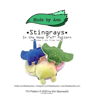 ITH DIGITAL PATTERN - Stingray plushies! - In The Hoop Machine Embroidery Pattern for 5x7 hoops - includes creative license!
