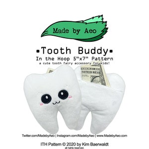 ITH DIGITAL PATTERN Tooth Buddy plushie In The Hoop Machine Embroidery Pattern for 5x7 hoops image 1