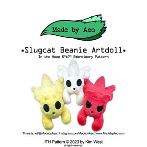 ITH DIGITAL PATTERN - Slugcat Beanie Artdoll! In The Hoop Machine Embroidery Pattern for 5x7 hoops - Inspired by Rainworld