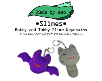 ITH DIGITAL PATTERN - Tabby or Batty Slime keychain - In The Hoop Machine Embroidery Pattern for 4x4 and 5x7 hoops