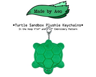 ITH DIGITAL PATTERN - Turtle Sandbox plushie keychain - In The Hoop Machine Embroidery Pattern for 4x4 and 5x7 hoops