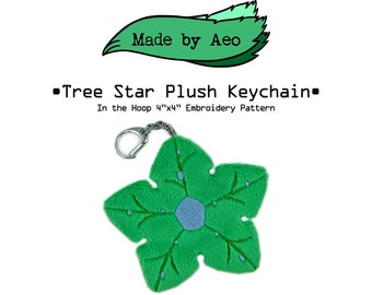 ITH DIGITAL PATTERN - Tree Star plush keychain - In The Hoop Machine Embroidery Pattern for 4x4 hoops