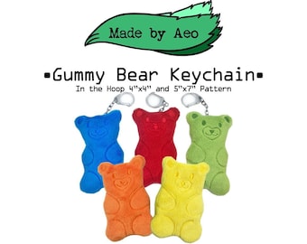 PATRÓN DIGITAL ITH - ¡Llavero de peluche de osito de goma! Patrón de bordado a máquina para bastidores de 4x4 o 5x7. Incluye licencia creativa.