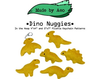 ITH DIGITAL PATTERN - Dino Nuggies plushie keychain bundle! - In The Hoop Machine Embroidery Patterns for 4x4 hoop - by Made by Aeo!