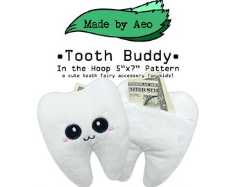 ITH DIGITAL PATTERN - Tooth Buddy plushie - In The Hoop Machine Embroidery Pattern for 5x7 hoops