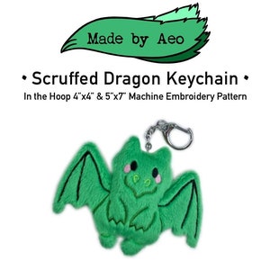 ITH DIGITAL PATTERN - Scruffed Dragon keychain - In The Hoop Machine Embroidery Pattern for 4x4 and 5x7 hoops - includes creative license!