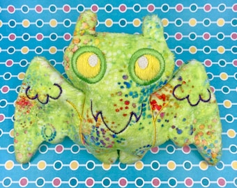 Green Splatter Paint Mothman plushie! Ready-to-ship Listing - Original design Made by Aeo!