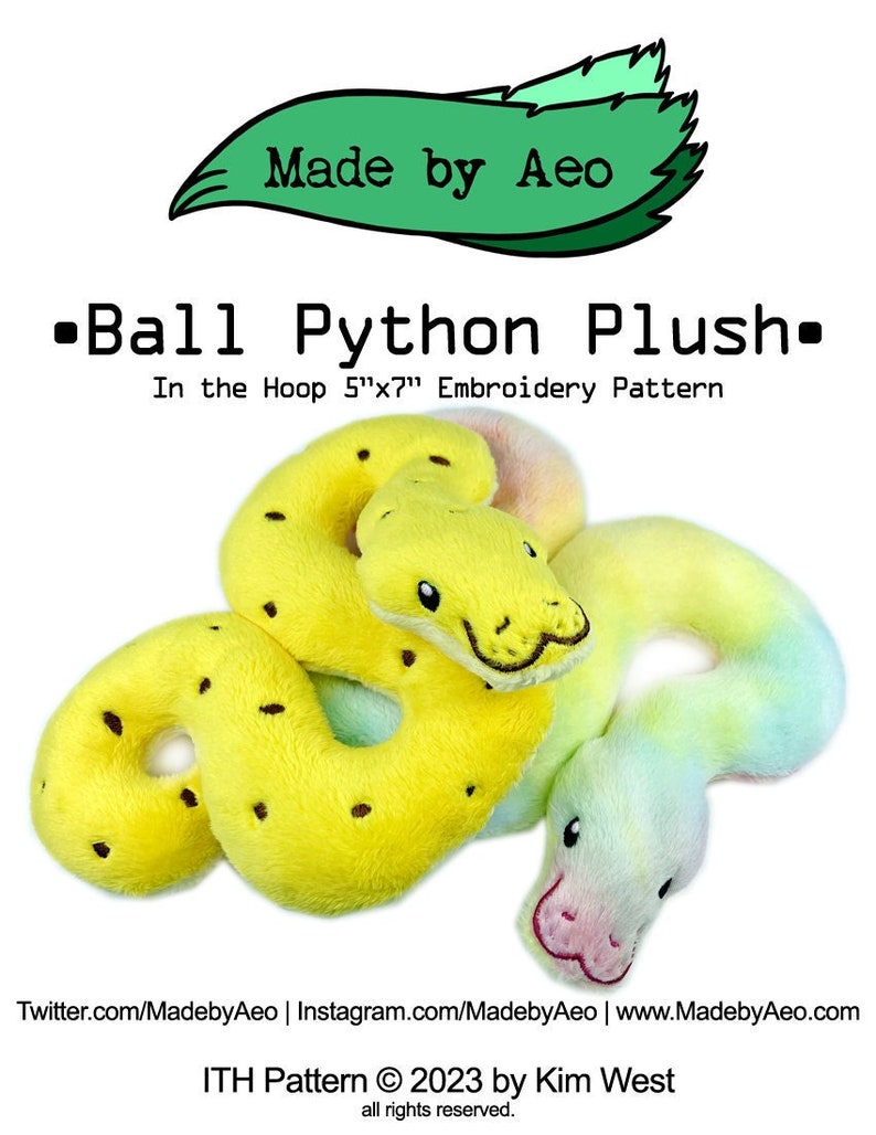 ITH DIGITAL PATTERN Ball Python Plushie in the Hoop - Etsy