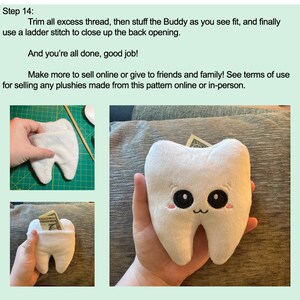 ITH DIGITAL PATTERN Tooth Buddy plushie In The Hoop Machine Embroidery Pattern for 5x7 hoops image 4