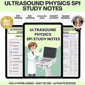 Hyperlinked Ultrasound Physics SPI Study Notes, SPI Exam, Physics question, Physics Practice Registry Review, Ultrasound tech, Sonographer