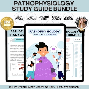 Pathophysiology Bundle with Flashcards, Quizzes, Stickers, Hyperlinked | UPDATE 2025-26 | Nursing School | Nursing Study Guide | Digital PDF