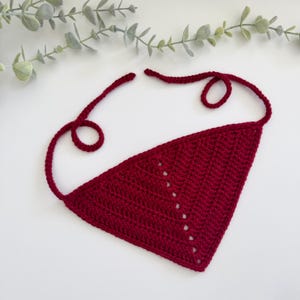 Simple Cherry Red Cotton Crochet Bandana, Headscarf, Hair Accessory