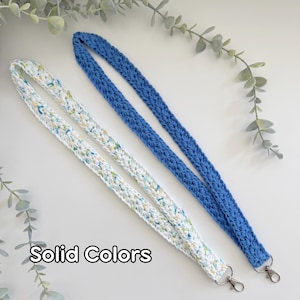 Crochet Lanyard, Keychain, Badge Holder - Solids