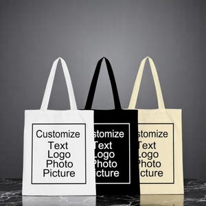 Sac fourre-tout personnalisé - Ajoutez votre texte ou votre nom, sac cadeau en toile réutilisable pour le shopping, les demoiselles d'honneur ou un usage quotidien