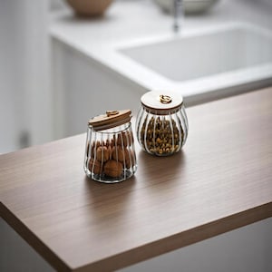 Glass Storage Jars with Wood Lid – Airtight Kitchen Containers for Tea, Coffee, Grains, Cookies, and Candy