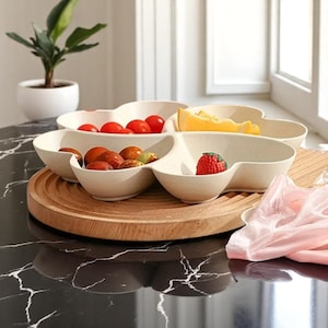 Herzförmiges geteiltes Snacktablett - Kreativer Obstteller, Süßigkeitenteller, Aufbewahrungsbox für Nuss und Salat, Dessertteller für Partys zu Hause