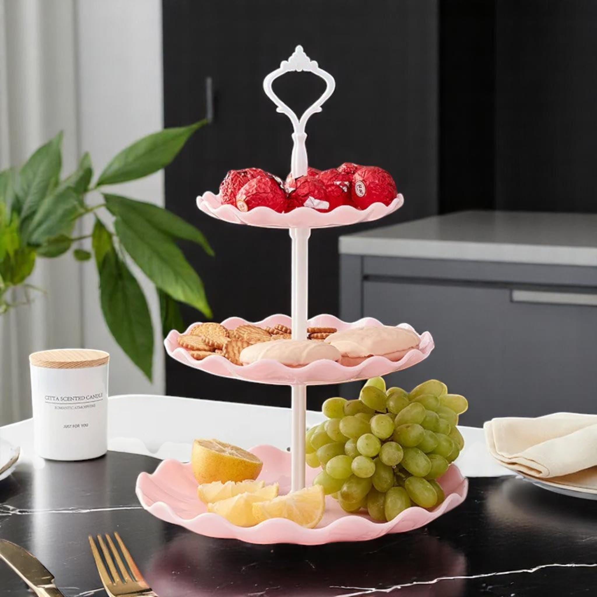 Three-Layer Rack – Fruit & Dessert Buffet Stand, Wedding Dim Sum Plate, Snack or Candy Tray