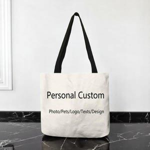 Custom Canvas Tote Bag – Personalized Linen Handbag for Women with Your Logo or Picture, Casual Printed Shopping Totes