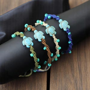 Bohemian Turtle Beaded Bracelet – Unisex Adjustable Summer Beach Surf Bracelet, Handmade Beaded Boho Jewelry Gift