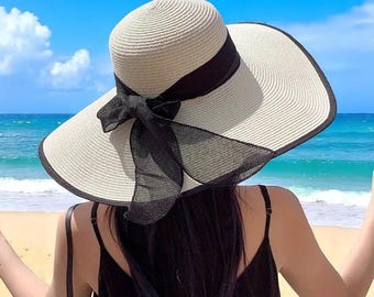 Oversized Straw Beach Hat: Extra Large Brim, Handmade Unisex 