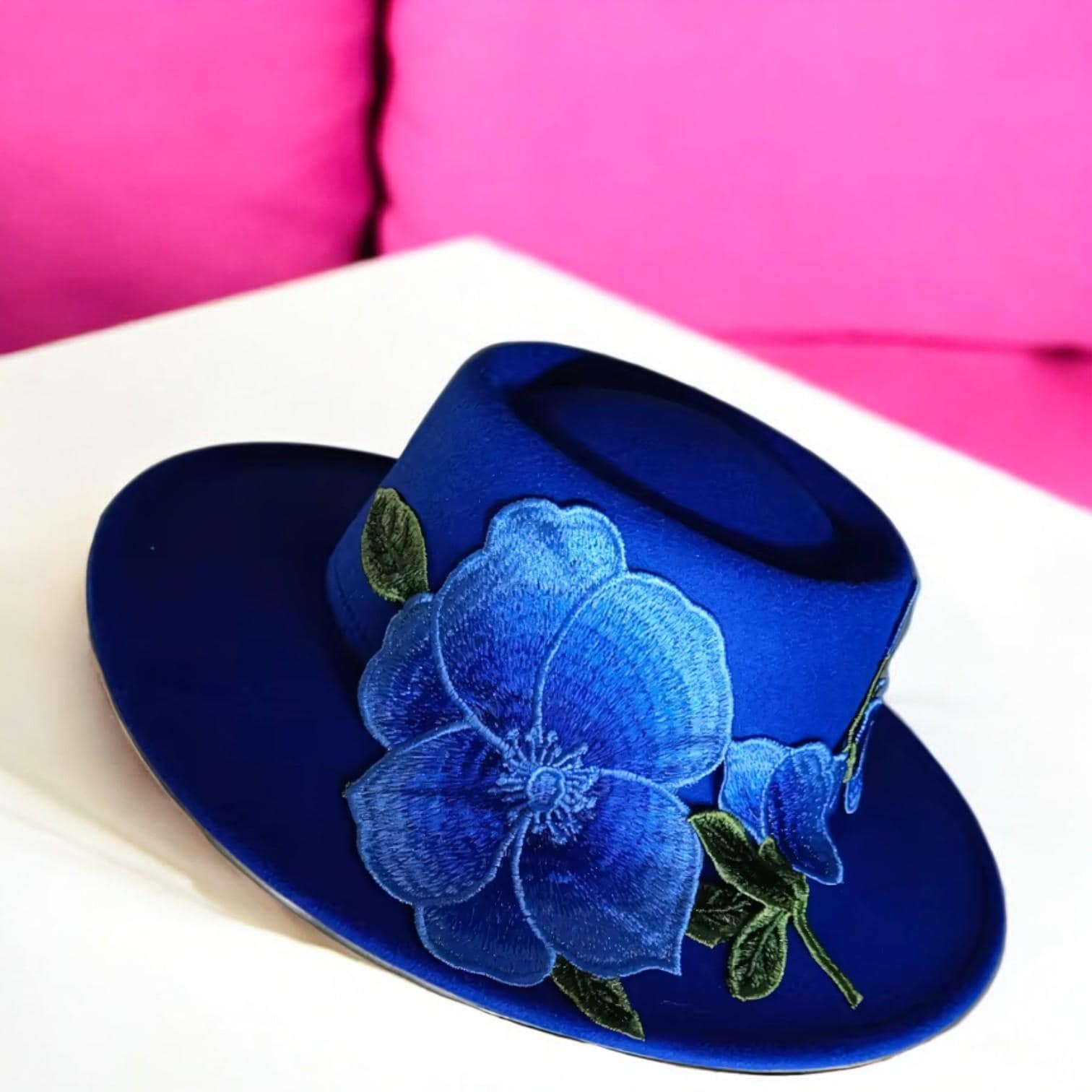 Blue Cowboy Hat: Embroidered Rose Western Cosplay Hat - Etsy display picture 2