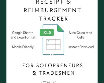 Receipts & Reimbursement Tracker | Digital Download (Excel/Google Sheets) | Instructions included