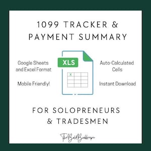 1099 Subcontractor Tracker Bundle | Excel Google Sheets | W-9 Log 1099 Organizer | Auto Calculating Editable Tax Prep Spreadsheet | Bonus W9