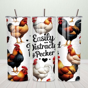 Funny Chicken 20oz Skinny Tumbler Wrap, Sublimation Design, Digital Download PNG, Farm Life Tumbler Wrap PNG, Chicken Lover PNG