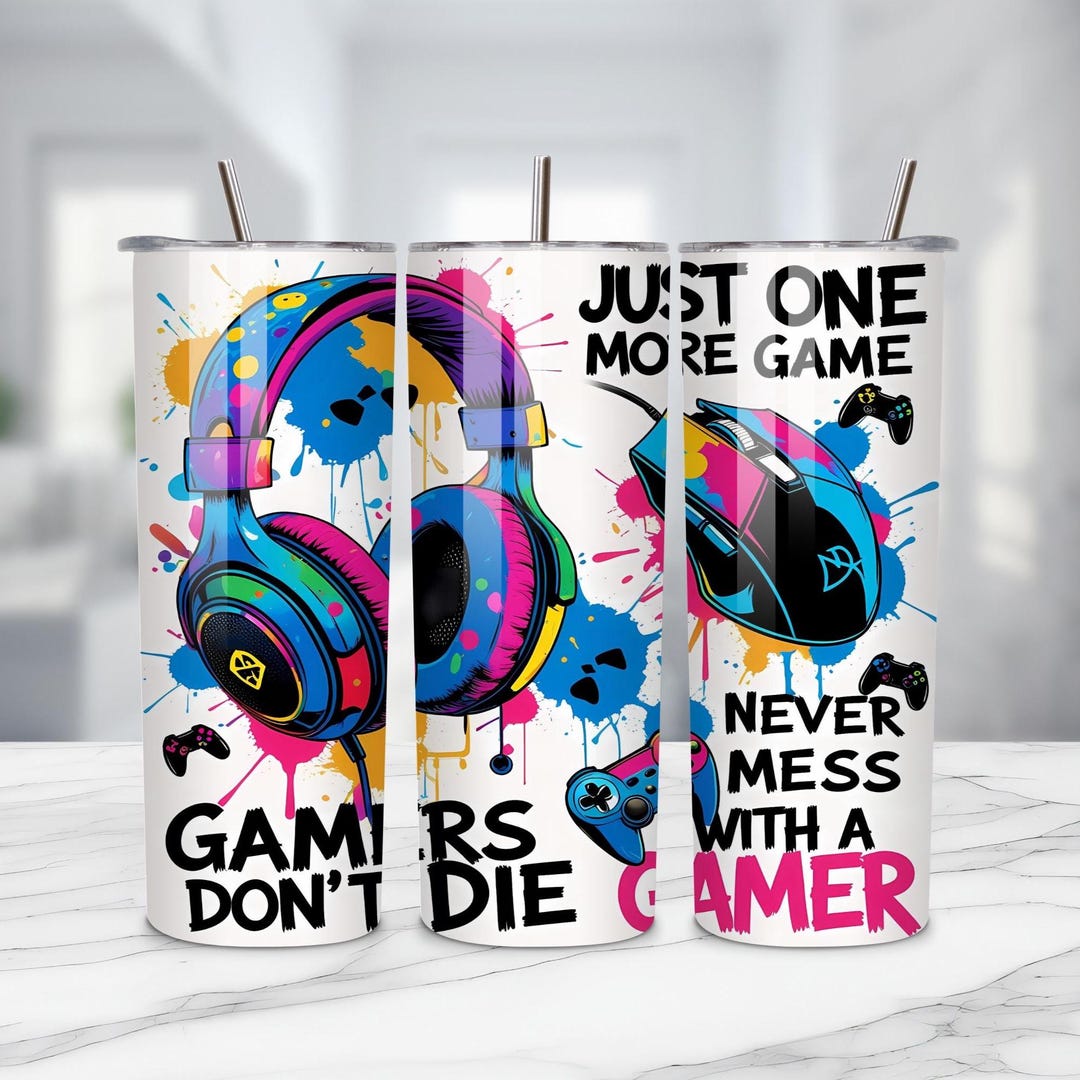 Watercolor Gamer Tumbler Wrap PNG | 20 Oz Skinny Seamless Digital ...