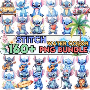 Watercolor Stitch Clipart, Lilo & Stitch Clipart, Cute Lilo PNG, Stitch PNG, Angel PNG, Hand drawn Stitch Lilo, Watercolor Cliparts