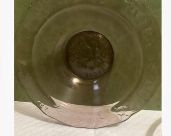 Depression Era pink glass bowl, plate and mug set