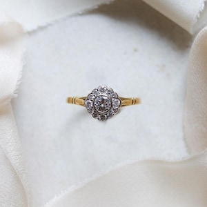 Floral Inspire Halo Engagement Ring, Two Tone Gold Minimalist Ring, 1.42TCW Round Moissanite Diamond Wedding Ring, Women&#39;s Bezel Set Ring