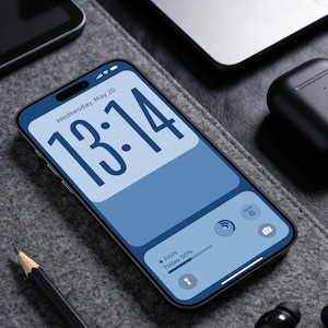 Fondo de pantalla minimalista azul / Fondo de pantalla para iPhone / Fondo de pantalla de bloqueo y de inicio / Descarga instantánea / Descarga digital / Fondo de pantalla para teléfono