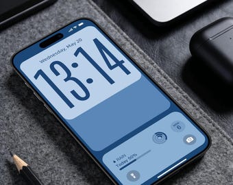 Blauw minimalistisch behang | iPhone-achtergrond | Achtergrond vergrendelen en startpagina | Direct downloaden | Digitale download | Telefoonachtergronden