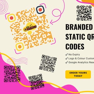 Branded QR Code Design – Custom Static QR Codes with Logo, Colours + Google Analytics Tracking – No Expiry