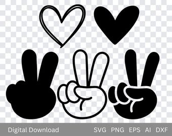 Peace Sign Hand Svg: Cricut Cut File, Shirt Design (Digital Download)