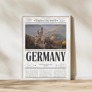 Germany poster | Wall decoration artwork | Cool European poster | International wall art | Newspaper art | Digital wall artwork for bedroom