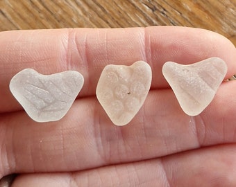 DECORATIVE HEART TRIO | Clear | Jewellery Supplies | Love | Natural | Pendant Supplies | Scottish Beach Finds (12617)