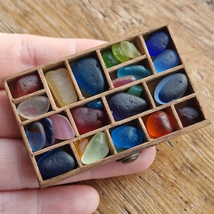 MINIATURE LETTERPRESS TRAY Christmas Gift Rare Multis Seaham Sea Glass Rainbow Printer's Tray Scottish Beach Finds TRAY06 image 1