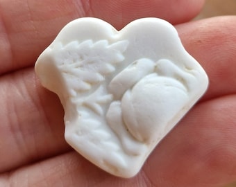 MILK GLASS HEART | Love | Decorative | Natural Sea Glass Shard | Rare | Scottish Sea Glass | Jewelry Supplies (12125)