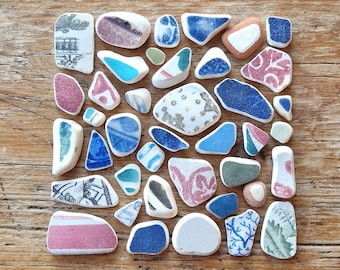 SEA POTTERY SET | Small & Tiny | Vintage Sea Worn Pottery Shards | Scottish | Mosaic | Jewellery Supplies | Scottish Beach Finds (SET107)