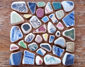 SEA POTTERY SET | Small & Tiny | Vintage Sea Worn Pottery Shards | Scottish Mix | Mosaic | Jewellery Supplies | Scottish Beach Finds (SET95)