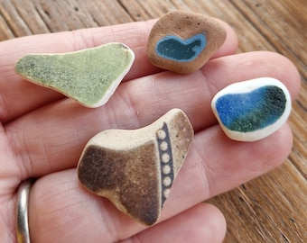 POTTERY HEARTS | Love | Naturally Sea Worn | Scottish Sea Pottery | Pendant Supplies | Scottish Beach Finds (12176)