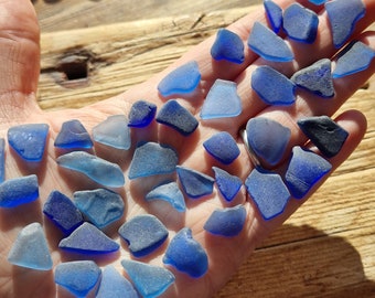 BLUE JEWELLERY SUPPLIES | Sea Glass Set | 30g | Natural Sea Glass Shards | Sea Worn Jewelry Supplies | Scottish Beach Finds (11610)