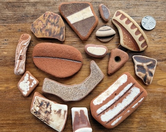 SEA POTTERY SET | Vintage Sea Worn Pottery Shards | Scottish Stoneware | Mosaic | Earthenware | Scottish Beach Finds (SET72)