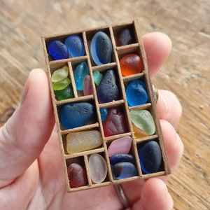 MINIATURE LETTERPRESS TRAY Christmas Gift Rare Multis Seaham Sea Glass Rainbow Printer's Tray Scottish Beach Finds TRAY06 image 3