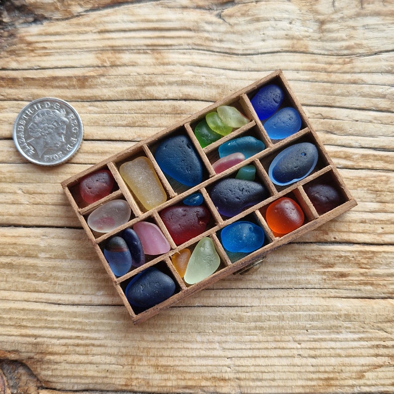 MINIATURE LETTERPRESS TRAY Christmas Gift Rare Multis Seaham Sea Glass Rainbow Printer's Tray Scottish Beach Finds TRAY06 image 7