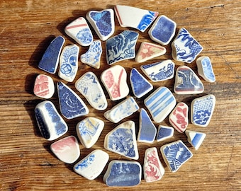 SEA POTTERY SET | Vintage Sea Worn Pottery Shards | Scottish Mix | Mosaic | Jewelry Supplies Scottish Beach Finds (SET54)