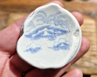 DECORATIVE POTTERY SHARD | Sea Pottery Shard | Blue | Scottish Beach Finds (11870)