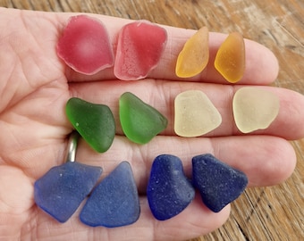SEA GLASS RAINBOW | U.V. Yellow | Sea Worn | Jewellery Pairs | Multis | Supplies | Scottish Beach Finds (12246)